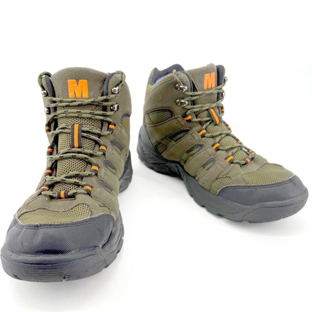 M Magellan Outdoors Hiking Boots Mens 9.5 Olive Green MS-0611 Mid Top Lug Sole